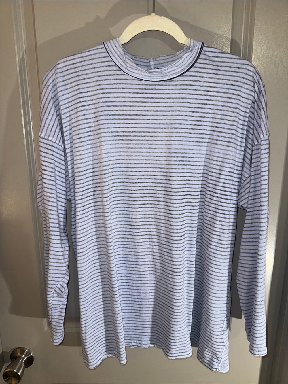 We The Free Light Blue & Navy oversized Striped faded Long Sleeve Tee - M